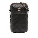 CC Quilted Lambskin Chain Around Phone Holder